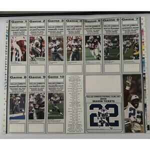 2002 Emmitt Smith Record Breaking Uncut Sheet Of Dallas Cowboys NFL Tickets
